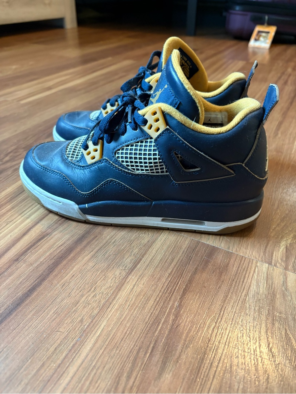 Jordan Kids Navy and Yellow Retro Basketball Sneakers